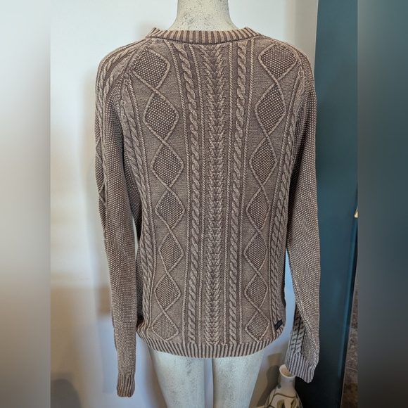 Hudson Cable Knit Acid Wash Brown Cotton Sweater Size large - Picture 2 of 11